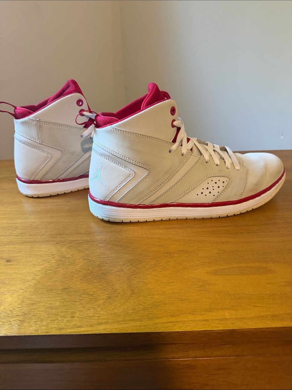 Jordan High-Top Sneakers in White and Red